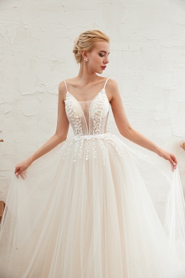 Spaghetti Straps Plunging V-neck Wedding Dress_21