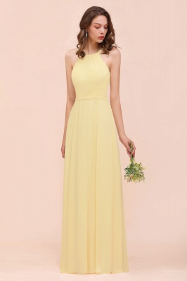 Stylish Halter Daffodil Chiffon Sleeveless Long Bridesmaid Dress_7