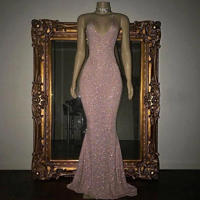 Mermaid Stunning Spaghetti-strap Sequined Sleeveless Long Prom Dress UK SP0311_2