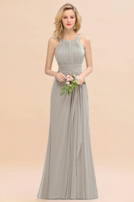 Elegant Halter Ruched Chiffon Bridesmaid Dress Floor Length Wedding Guest Dress_4