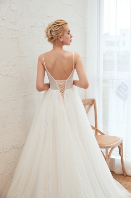 Spaghetti Straps Plunging V-neck Wedding Dress_17