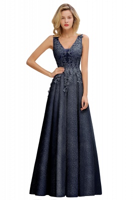 Beautiful  Aline Evening Dresses V-neck Floral Lace Bridesmaid Dress Sleeveless_5