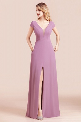 Glamorous Wisteria V-Neck Sleeveless Chiffon Bridesmaid Dress with Pockets_8