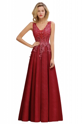 Beautiful  Aline Evening Dresses V-neck Floral Lace Bridesmaid Dress Sleeveless_2