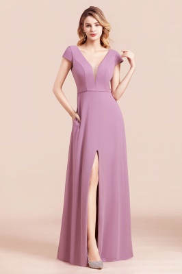 Glamorous Wisteria V-Neck Sleeveless Chiffon Bridesmaid Dress with Pockets_4