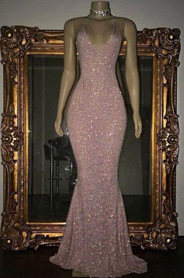 Mermaid Stunning Spaghetti-strap Sequined Sleeveless Long Prom Dress UK SP0311_1