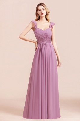 Sweetheart Wisteria Ruched Chiffon Bridesmaid Dresses with Straps_4