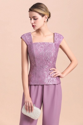 Cap-Sleeves Lace Chiffon 3 Piece Mother of Bride Jumpsuit with Wrap_10