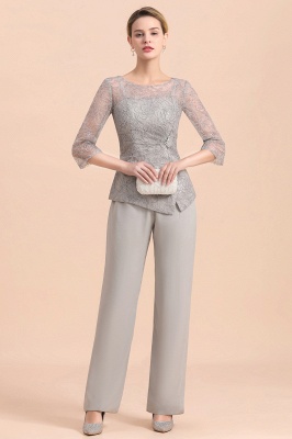 Chic 3/4 Sleeves Lace Chiffon Mother of Bride Jumpsuit_4