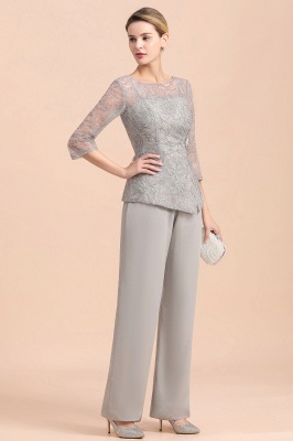 Chic 3/4 Sleeves Lace Chiffon Mother of Bride Jumpsuit_5