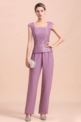 Cap-Sleeves Lace Chiffon 3 Piece Mother of Bride Jumpsuit with Wrap_7