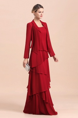 Burgundy Chiffon Mother of the Bride Dress Ruffles With Jacket_6