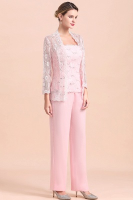 Strapless Appliques Pink Mother of Bride Jumpsuit with Long Sleeves Wraps_7