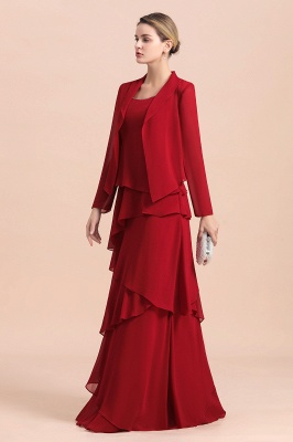 Burgundy Chiffon Mother of the Bride Dress Ruffles With Jacket_4