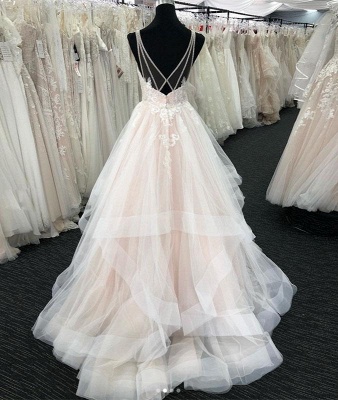 Romantic Sweetheart Aline Tulle Wedding Dress Layers Sleeveless Bridal Dress_2