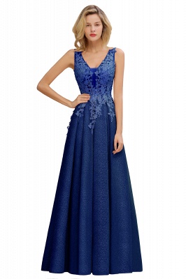 Beautiful  Aline Evening Dresses V-neck Floral Lace Bridesmaid Dress Sleeveless_4