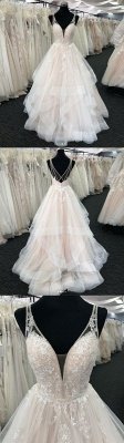 Romantic Sweetheart Aline Tulle Wedding Dress Layers Sleeveless Bridal Dress_4