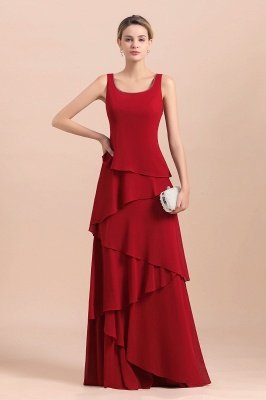 Burgundy Chiffon Mother of the Bride Dress Ruffles With Jacket_8