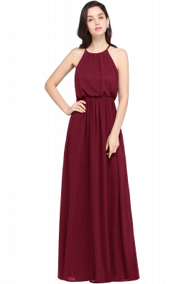 Halter Ruffle Chiffon Bridesmaid Dress Floor Length Wedding Guest Dress_2