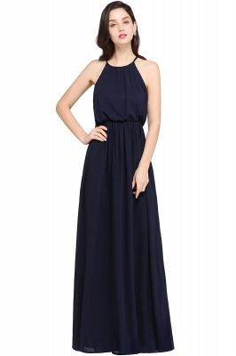 Halter Ruffle Chiffon Bridesmaid Dress Floor Length Wedding Guest Dress_6