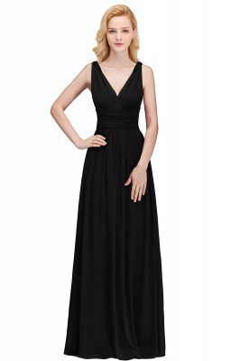 Modest Aline Formal Dress Sleeveless V-Neck Tuffle Chiffon Floor Length Party Dress_7