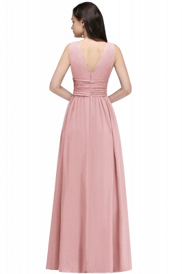 Modest Aline Formal Dress Sleeveless V-Neck Tuffle Chiffon Floor Length Party Dress_18