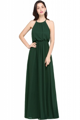 Halter Ruffle Chiffon Bridesmaid Dress Floor Length Wedding Guest Dress_9