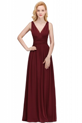 Modest Aline Formal Dress Sleeveless V-Neck Tuffle Chiffon Floor Length Party Dress_3