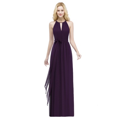 Halter Ruched Chiffon Bridesmaid Dresses Aline Simple Formal Dress Women_2