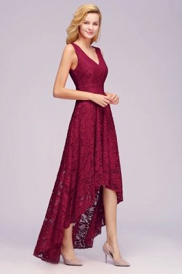 Aline Floral Lace Hi-Lo Formal Dress Sleeveless V-Neck Party Dress_12