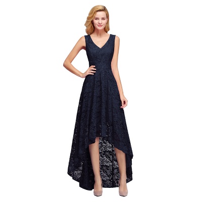 Aline Floral Lace Hi-Lo Formal Dress Sleeveless V-Neck Party Dress_4