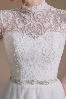 Elegant Aline Wedding Dress with Long Sleeves Floral Lace Bridal Dress_7