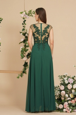 Chic Jewel Neck Lace Appliques Chiffon Bridesmaid Dress Cap Sleeves Long Evening Dress_2