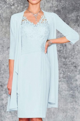 Elegant 2 Piece Chiffon Mother of the Bride Dress with Lace Appliques_4