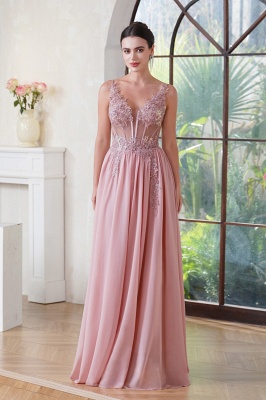 Stunning Spaghetti Straps Tulle Lace Simple Evening Dress Sleeveless A-line Appliques Formal Dress Floor Length_1