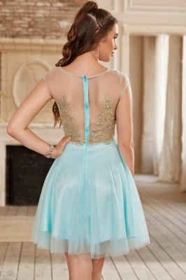 Elegant Cap Sleeves Aline Short Homecoming Dresses with Gold Appliques_2