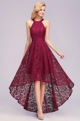 Halter Hi-Lo Party Dress Floral Lace Formal Wear Dress_2