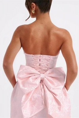 Charming Strapless Satin Jacquard  Short Homecoming Dress with Bow_13