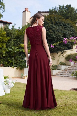 Elegant Sleeveless Dusty Pink Long Bridesmaid Dress Floral Lace Aline Wedding Guest Dress_15