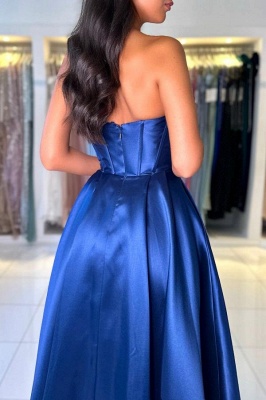 Off-the-Shoulder Royal Blue Floor Length Formal Dress Ruffle Satin Evening Dress_6