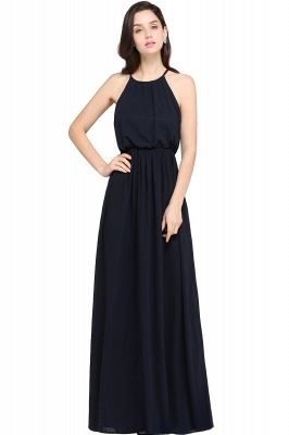 Halter Ruffle Chiffon Bridesmaid Dress Floor Length Wedding Guest Dress_7