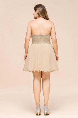 Cute Sweetheart Ruched Chiffon Mini Dress Gold Appliques Aline Short Homecoming Dress_24