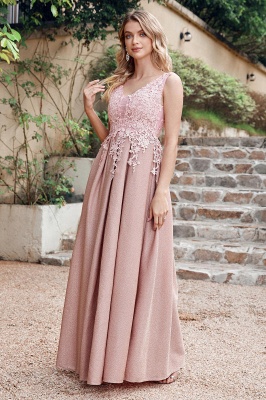 Beautiful  Aline Evening Dresses V-neck Floral Lace Bridesmaid Dress Sleeveless_9