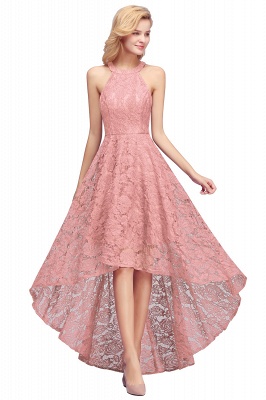 Halter Hi-Lo Party Dress Floral Lace Formal Wear Dress_1