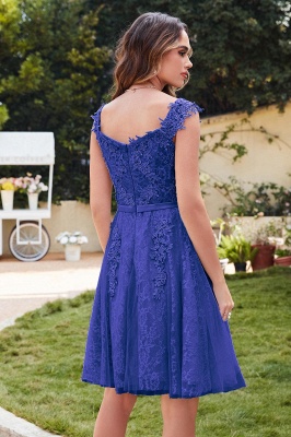 Elegant Round Neck Sleeveless Short Homecoming Dress Tulle Lace Appliques Mini Party Dress_10