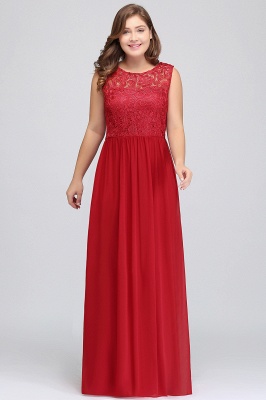 Modest Scoop Neck Floral Lace Formal Dress Floor Length Chiffon Bridesmaid Dress_15