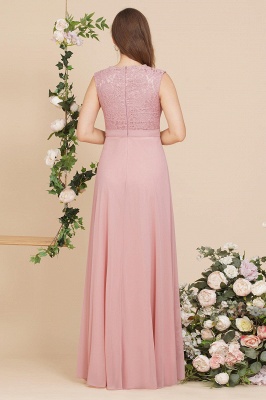 Elegant Sleeveless Dusty Pink Long Bridesmaid Dress Floral Lace Aline Wedding Guest Dress_8