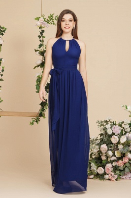 Halter Ruched Chiffon Bridesmaid Dresses Aline Simple Formal Dress Women_4