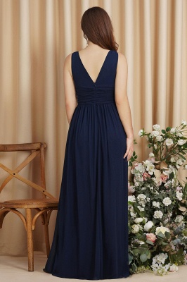 Modest Aline Formal Dress Sleeveless V-Neck Tuffle Chiffon Floor Length Party Dress_14