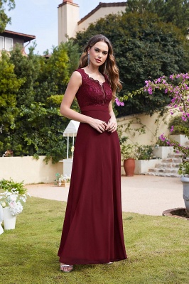 Elegant Sleeveless Dusty Pink Long Bridesmaid Dress Floral Lace Aline Wedding Guest Dress_2